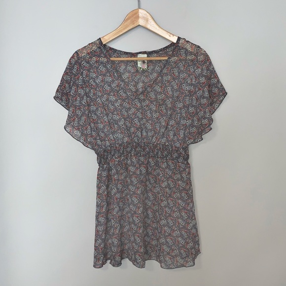 Alex & Jane Maternity Sheer Floral Empire Blouse - Picture 2 of 6